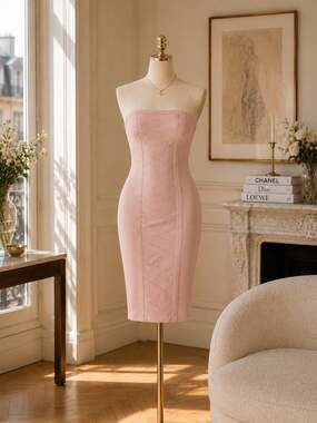 Tata Jolie Blush Pink Bandage Midi Dress‎ Quiet Luxury Old Money M NWT